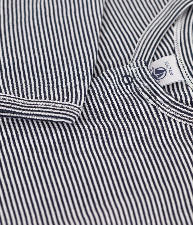 Cardigan neonato in cotone blu/bianco