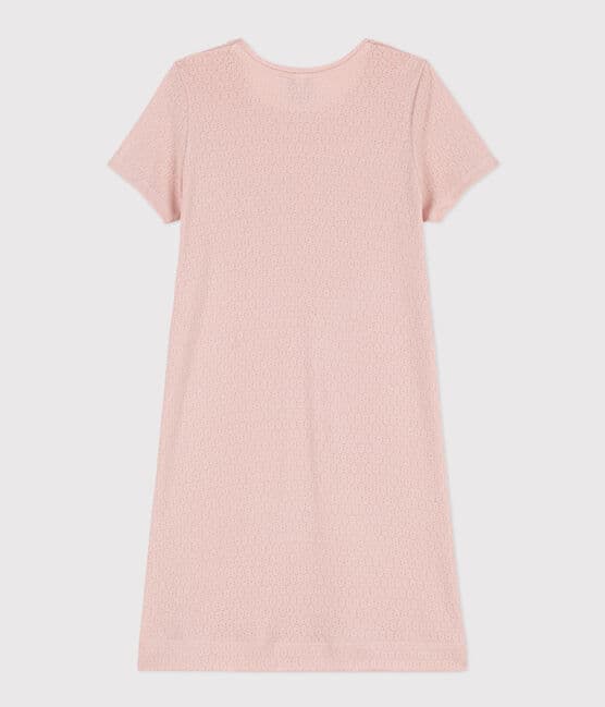 Camicia da notte bambina in cotone traforato tinta unita rosa SALINE