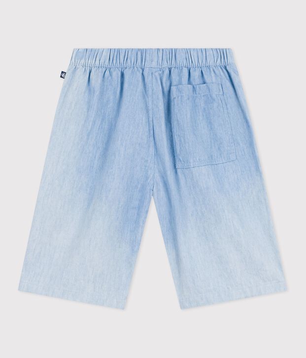 Bermuda corti in cotone tinta unita bambino blu