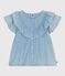 Blusa a maniche corte in cotone tinta unita bambina blu BLEU CLAIR