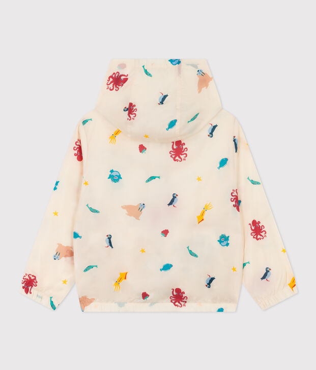 Giacca a vento in tessuto riciclato unisex ecru/multicolore