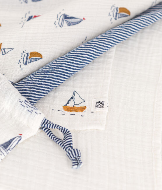 Set di 3 fasce bebè con motivo barche e motivo millerighe bianco MARSHMALLOW/blu MEDIEVAL/ MULTICO