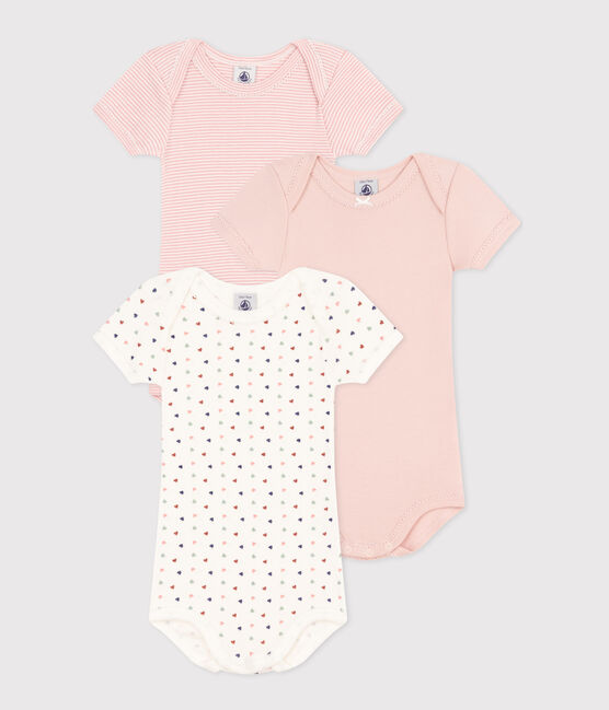 Confezione da 3 body bebè a maniche corte in cotone con mini cuori variante 1