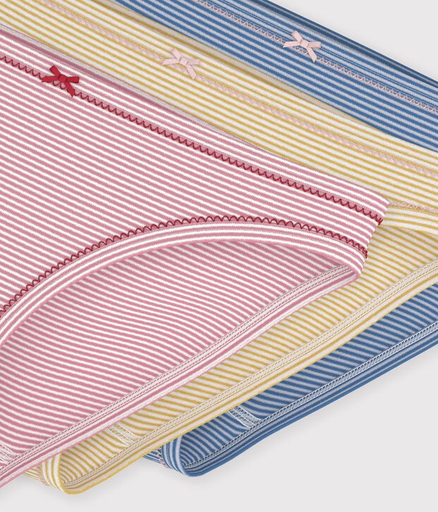 Set di slip in cotone a righe donna multicolore