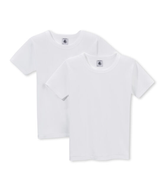 Duo t-shirt ragazzo maniche corte bianco .