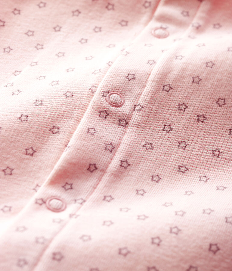 Bodyjama senza piedi da neonata rosa a stelle a costine rosa/grigio