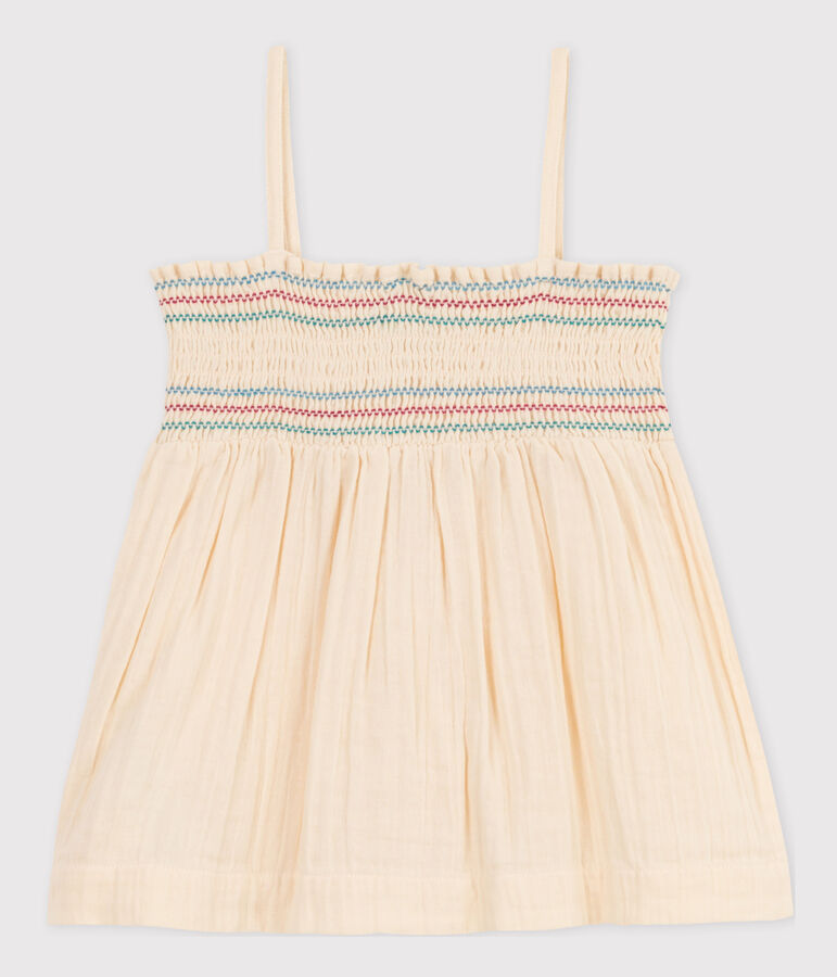 Blusa senza maniche in garza di cotone bambina ecru