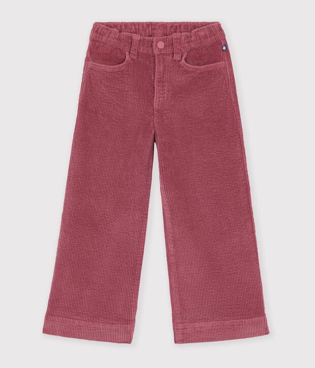 Pantaloni a gamba ampia in velluto bambino rosa