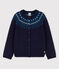 Cardigan bambina in lana e cotone blu SMOKING/bianco MULTICO