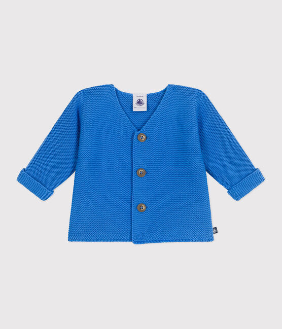 Cardigan in maglia di cotone a punto legaccio neonato blu EDNA