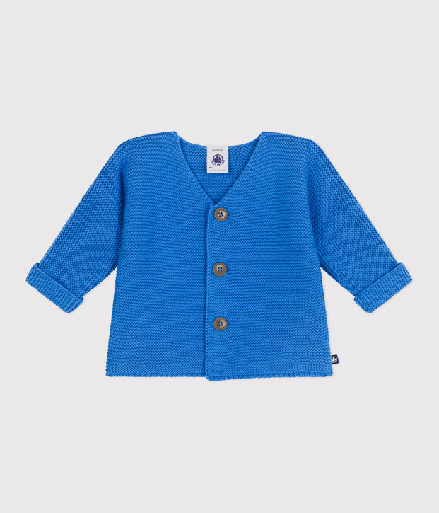 Cardigan in maglia di cotone a punto legaccio neonato blu