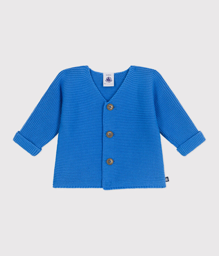 Cardigan in maglia di cotone a punto legaccio neonato blu