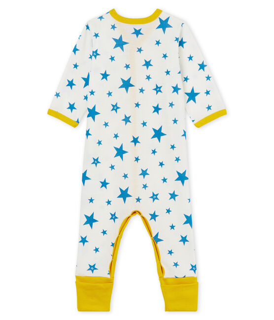 Tutina pigiama senza piedi bambino a costine bianco MARSHMALLOW/blu ALASKA