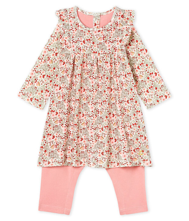 Abito legging fantasia beb&egrave; femmina bianco/multicolore