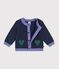 Cardigan in maglia di misto lana e cotone con motivo jacquard a cuori neonata blu/multicolore