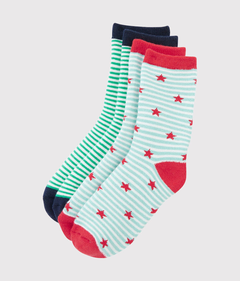 Set di 2 paia di calzini bambino bianco/blu/bianco