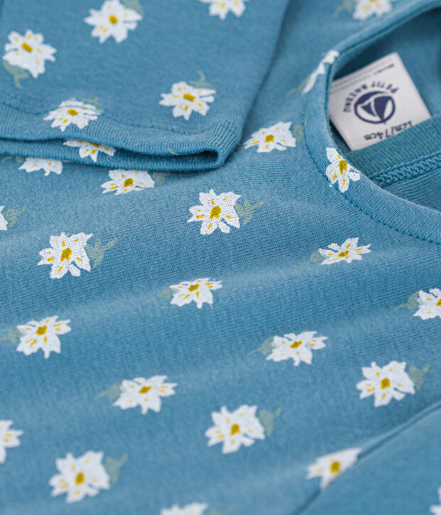 T-shirt a manica lunga in cotone per beb&egrave; blu/multicolore