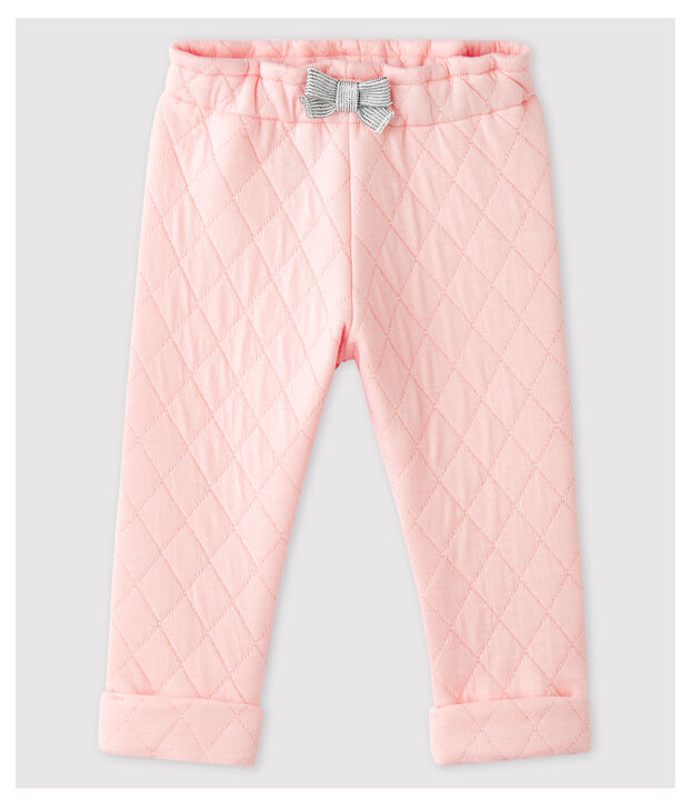 Pantalone in tubique trapuntato beb&egrave; femmina rosa