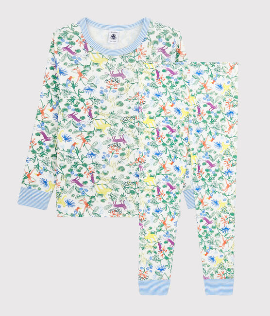 Pigiama fantasia giungla bambino in cotone bianco MARSHMALLOW/bianco MULTICO
