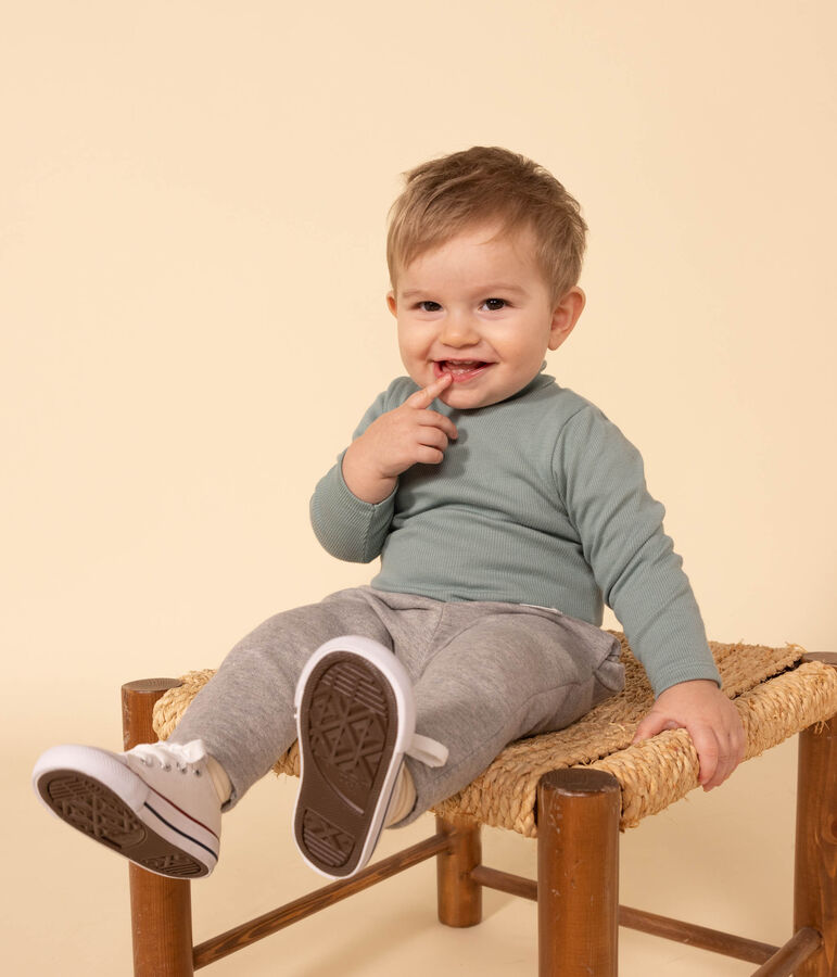 Body a manica lunga e collo alto in cotone per beb&egrave; verde