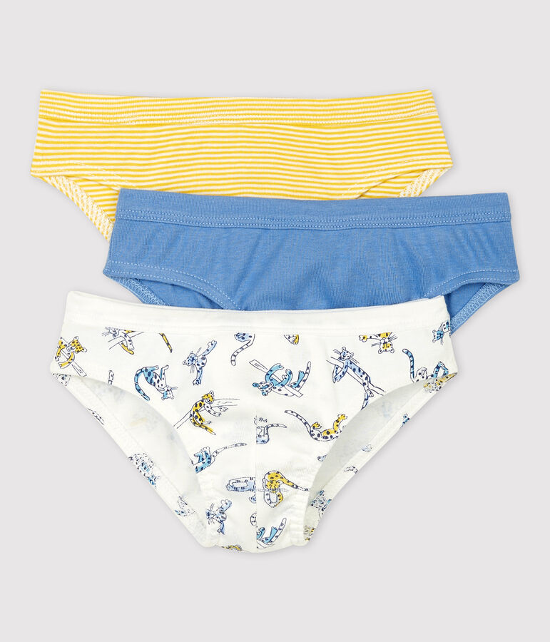 Confezione da 3 slip bambino fantasia pantere in cotone biologico multicolore
