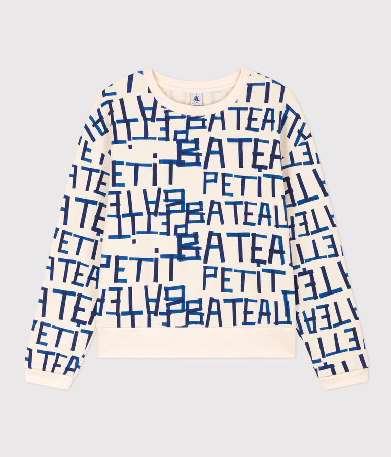 Felpa in molleton Donna ecru/multicolore