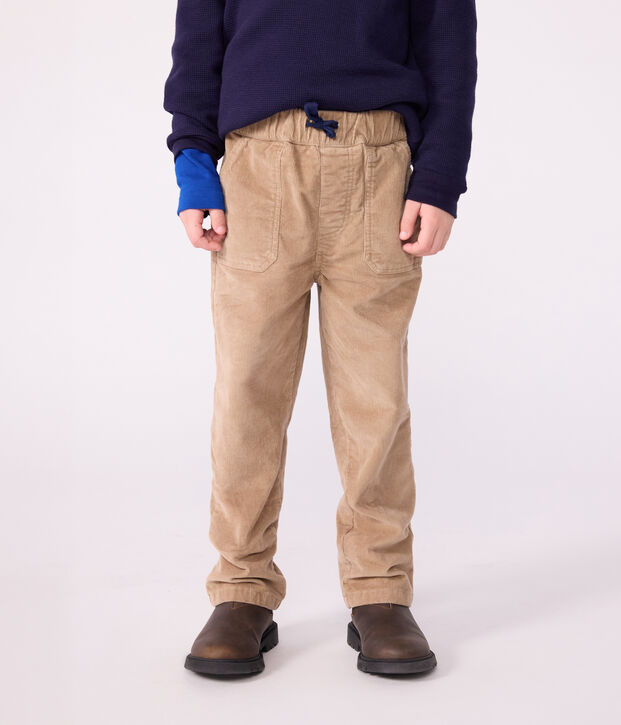 Pantaloni dritti in velluto tinta unita bambino beige