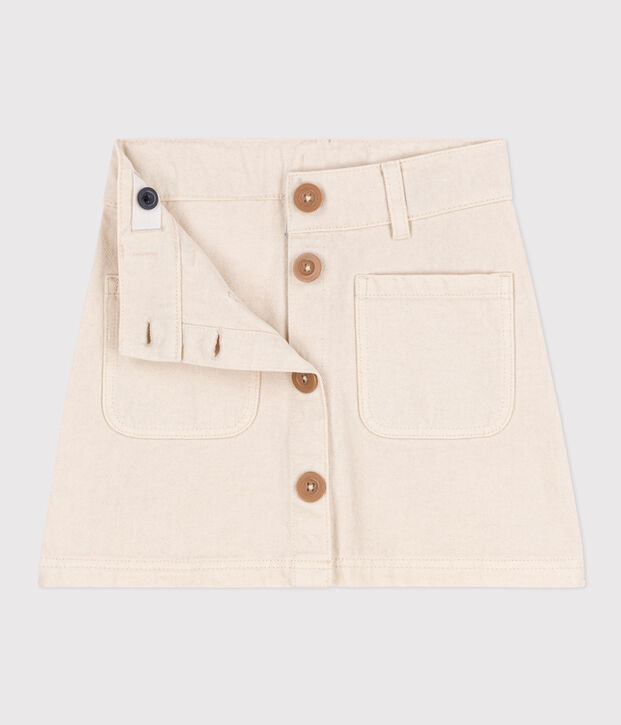 Gonna in denim bambina ecru