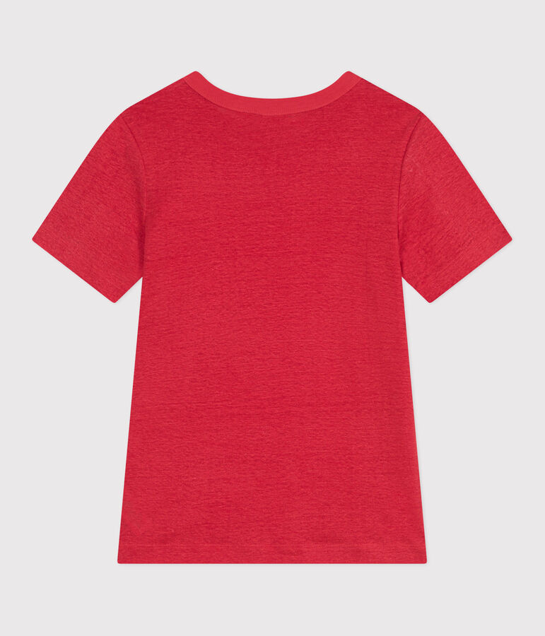 T-shirt a maniche corte in lino donna rosso