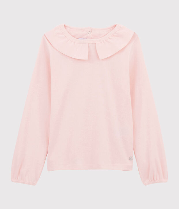 T-shirt con scollo bambina rosa