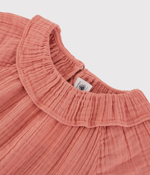 Blusa in garza di cotone bio bambina rosa