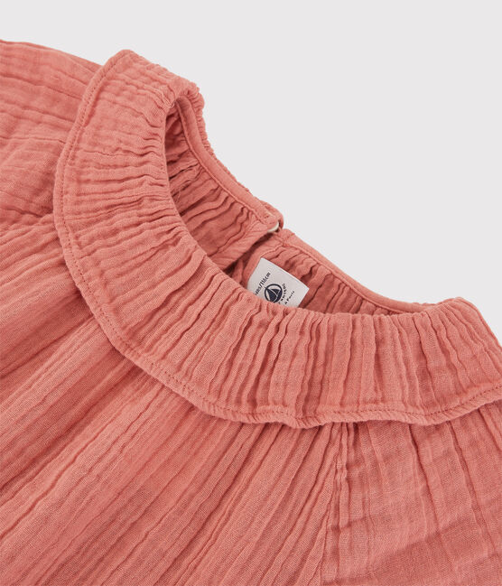 Blusa in garza di cotone bio bambina rosa PAPAYE