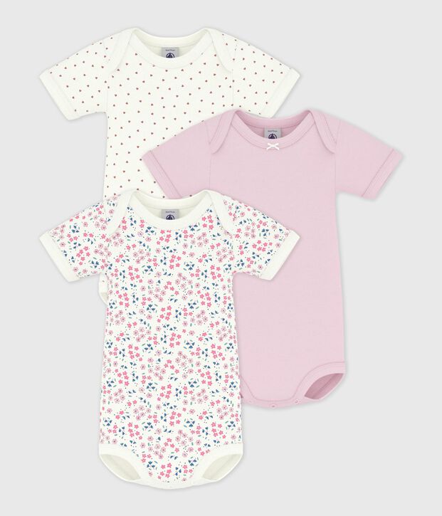 Set di body a maniche corte in cotone con stampa a fiori neonata multicolore