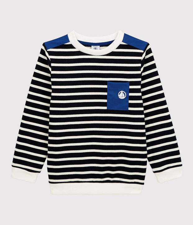 Felpa in jersey bambino blu/bianco
