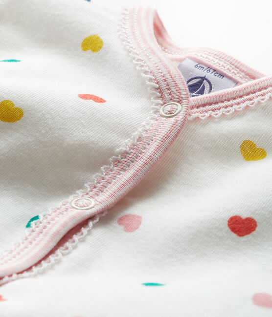 Tutina senza piedi a costine per bebé femmina bianco MARSHMALLOW/ MULTICO CN