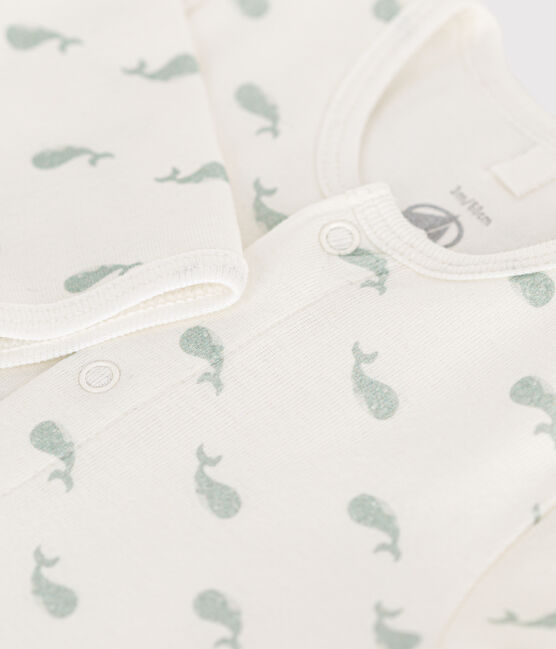 Bodyjama senza piedi in cotone neonato bianco MARSHMALLOW/ HERBIER