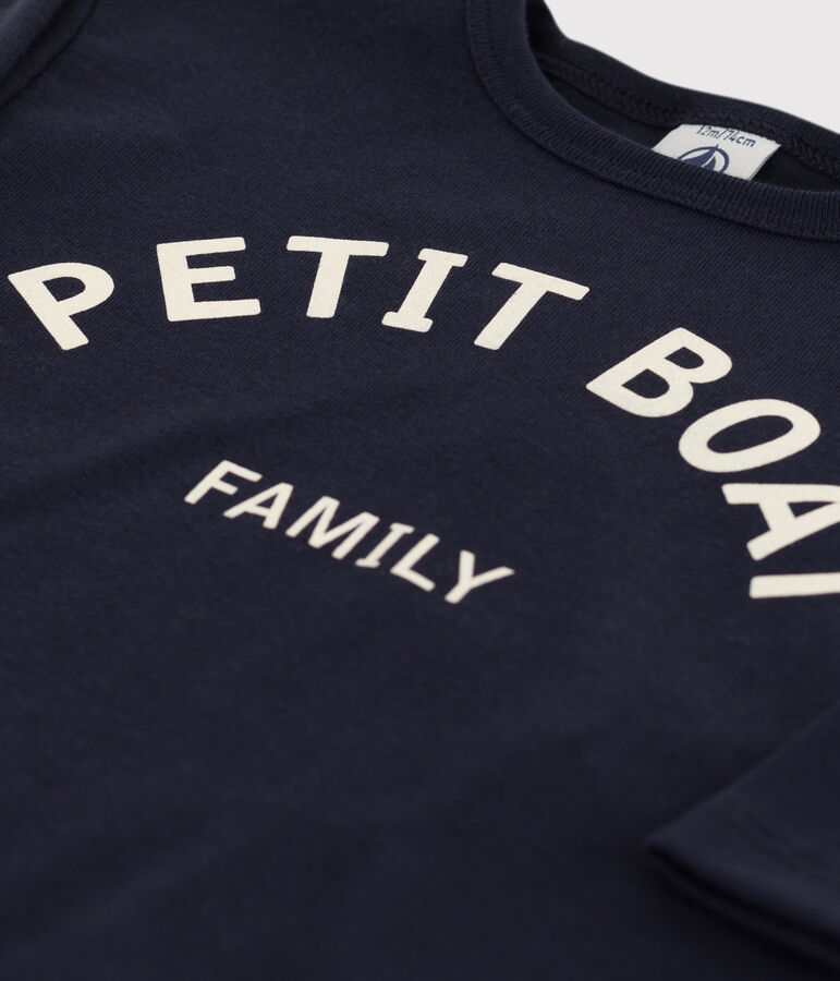 T-shirt maniche lunghe beb&egrave; in cotone blu