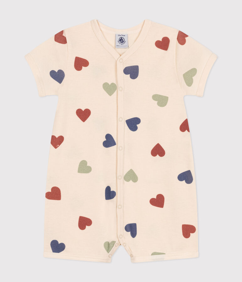 Tutina corta beb&egrave; in cotone bianco AVALANCHE/ MULTICO