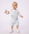 Salopette corta in cotone a righe neonato blu MARSHMALLOW/ FLO