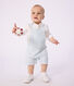 Salopette corta in cotone a righe neonato
