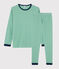 Pigiama millerighe unisex a costine verde PRADO/bianco MARSHMALLOW