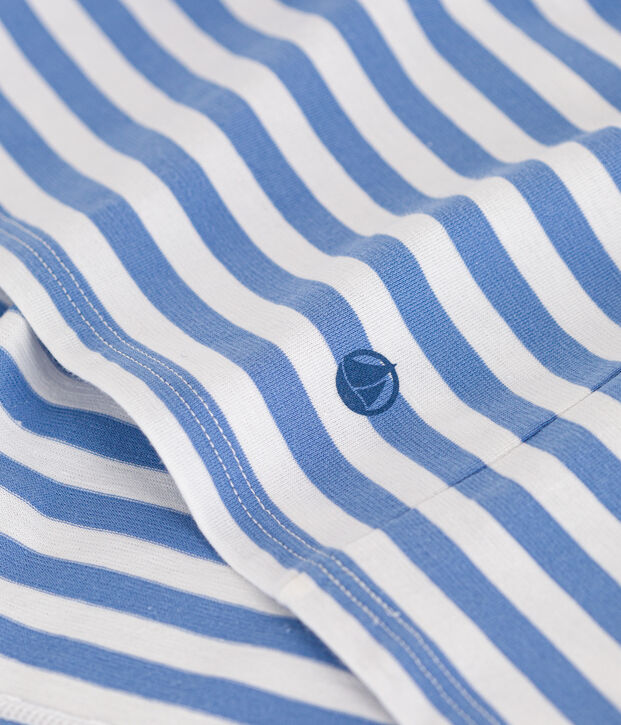 Abito a maniche corte in cotone a righe bambina blu/bianco