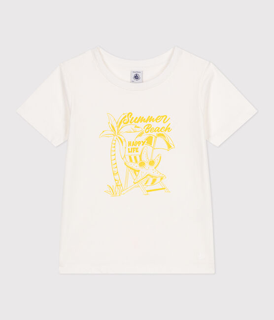 T-shirt a maniche corte in cotone con stampa bambino bianco MARSHMALLOW/ ORGE