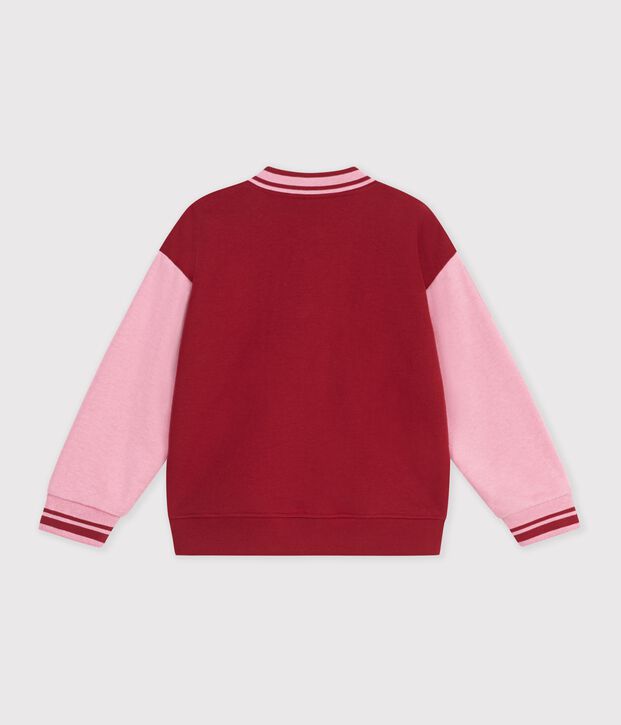 Giacca stile teddy bambino in cotone color block rosso