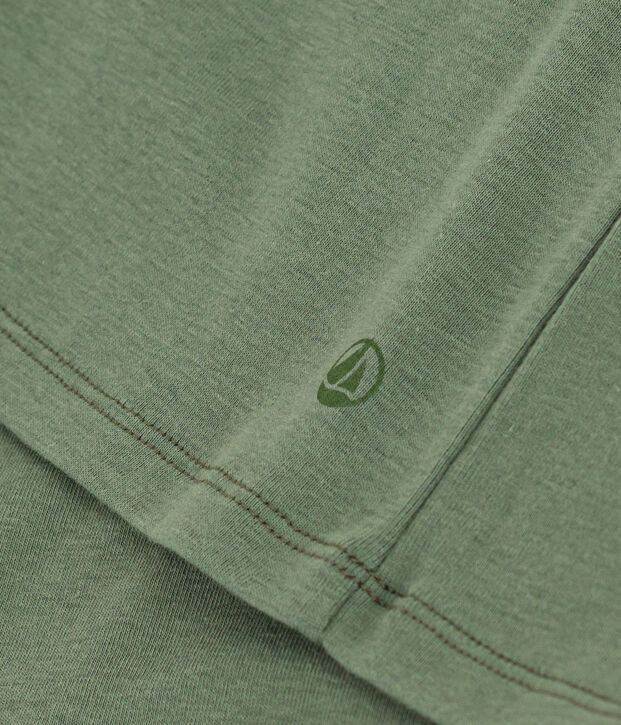 T-shirt L'Iconique scollo a V in cotone tinta unita donna verde