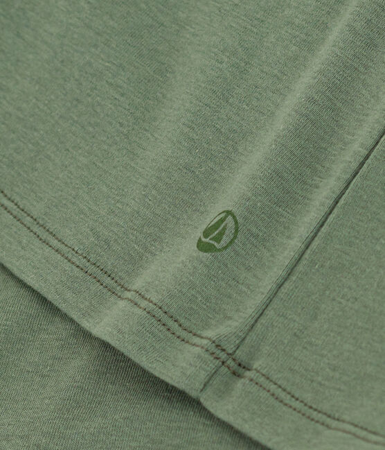 T-shirt L'Iconique scollo a V in cotone tinta unita donna verde CROCO