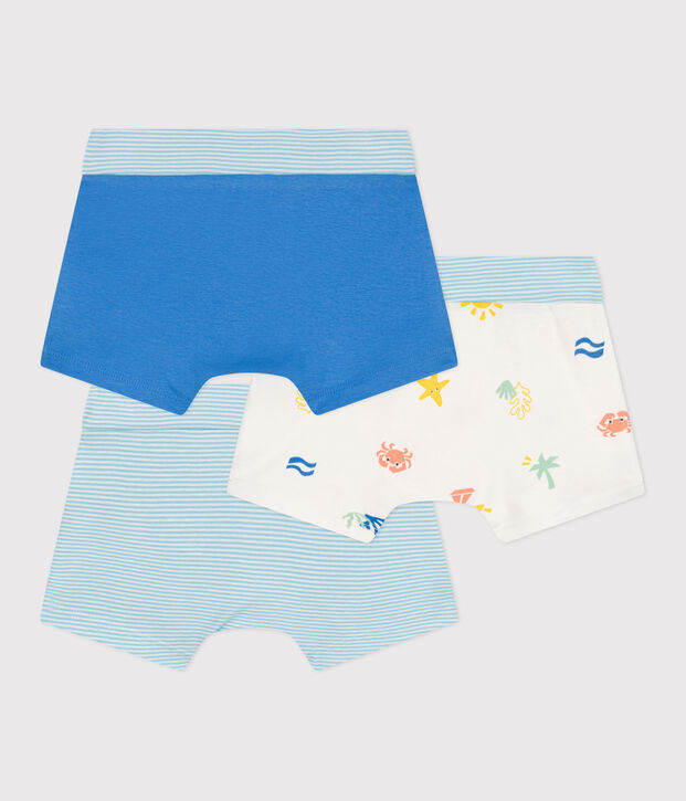 Set di 3 boxer in cotone con stampa e vita rivestita bambino multicolore