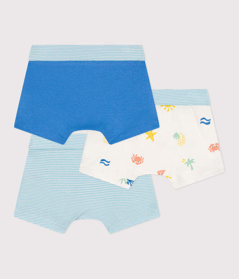 Set di 3 boxer in cotone con stampa e vita rivestita bambino multicolore