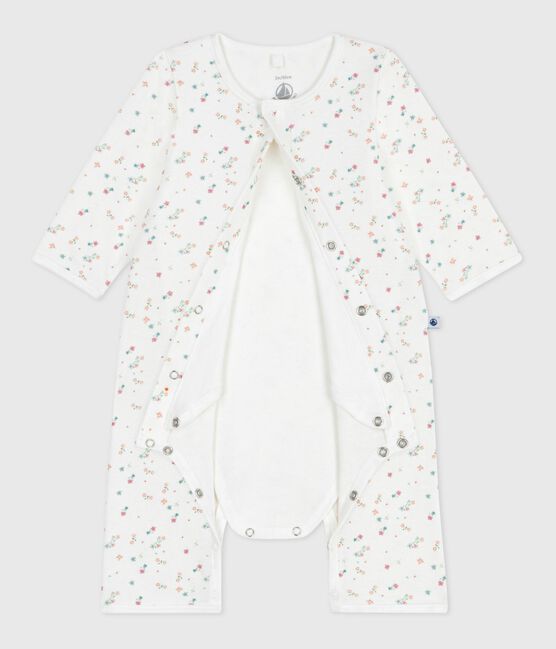 Bodyjama senza piedini in cotone con stampa a fiori neonato bianco MARSHMALLOW/bianco MULTICO