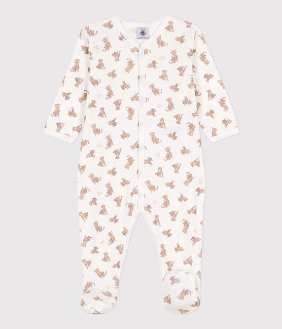 Tutina pigiama in cotone stampato bianco MARSHMALLOW/bianco MULTICO